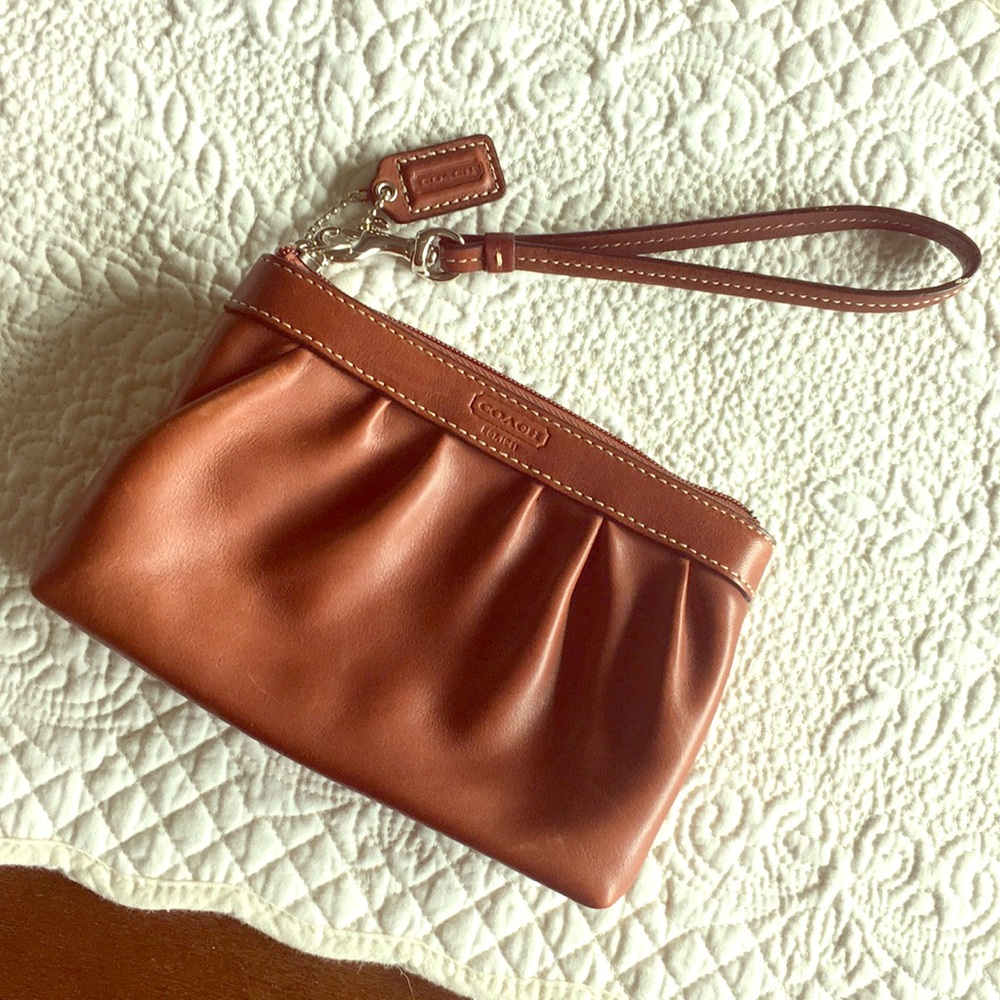 Brown Coach Leather Wristlet